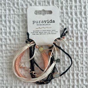 5x Stack of Puravida Bracelets in White, Pink, Black and Rose Gold
